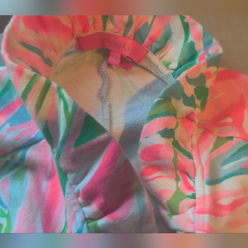 Lilly Pulitzer Pink and Green Ruffle Floral Wrap Dress Size M - Picture 5 of 13